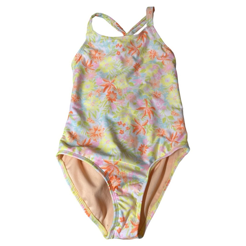 Wonder Nation Girls 1-pc Yellow Floral Swimsuit